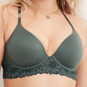 Aerie Sunnie Bloom Lace Full Coverage Lightly Lined Bra 34C - Palm